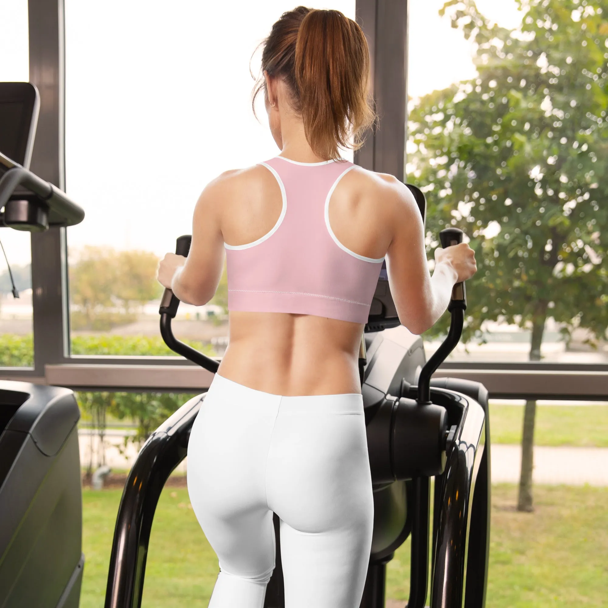 Pink w/White Warrior Sports Bra