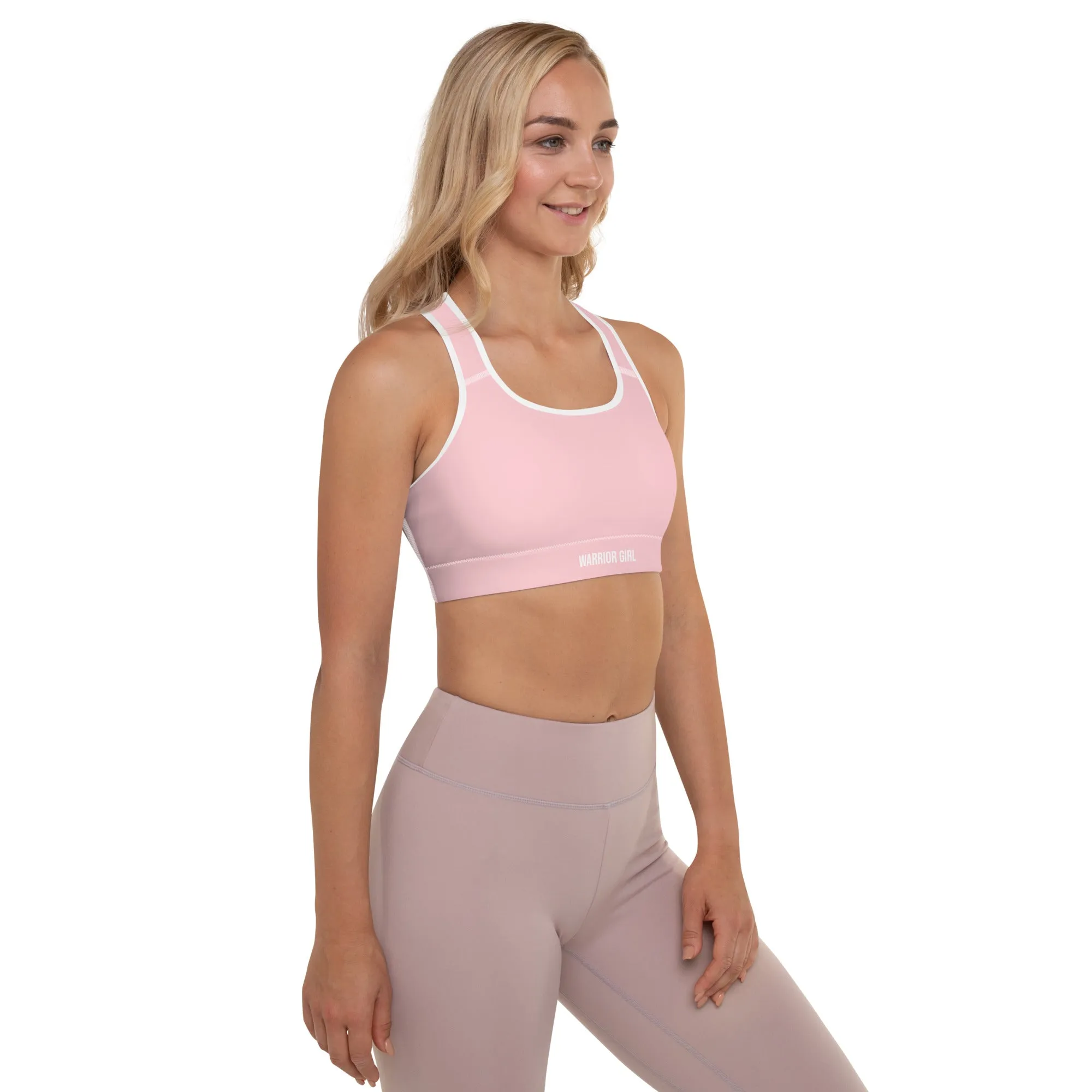 Pink w/White Warrior Sports Bra