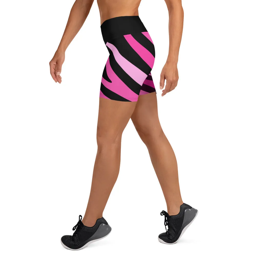Pink Zebra High Waist Shorts