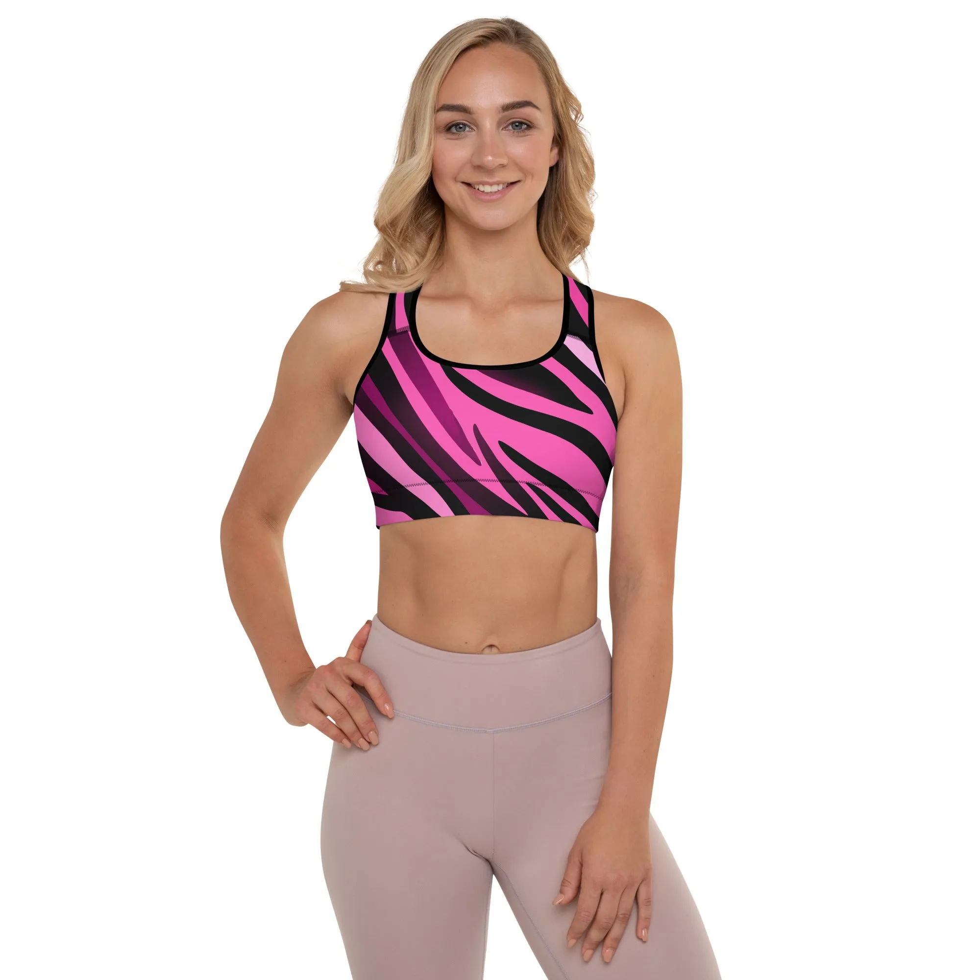 Pink Zebra w/Black Warrior Sports Bra