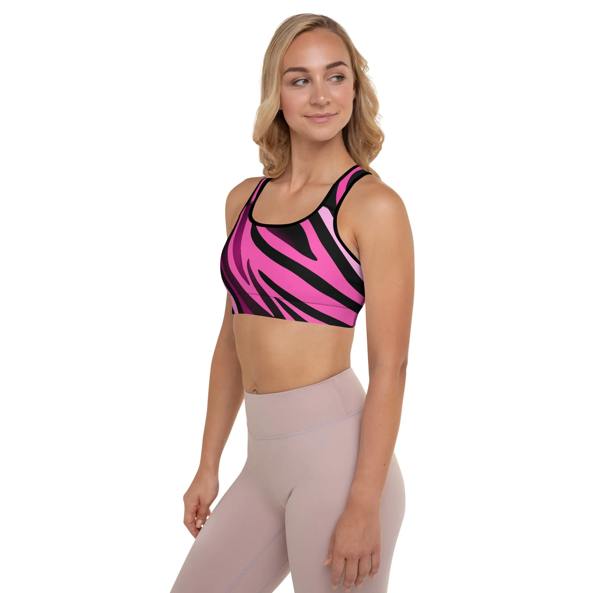 Pink Zebra w/Black Warrior Sports Bra