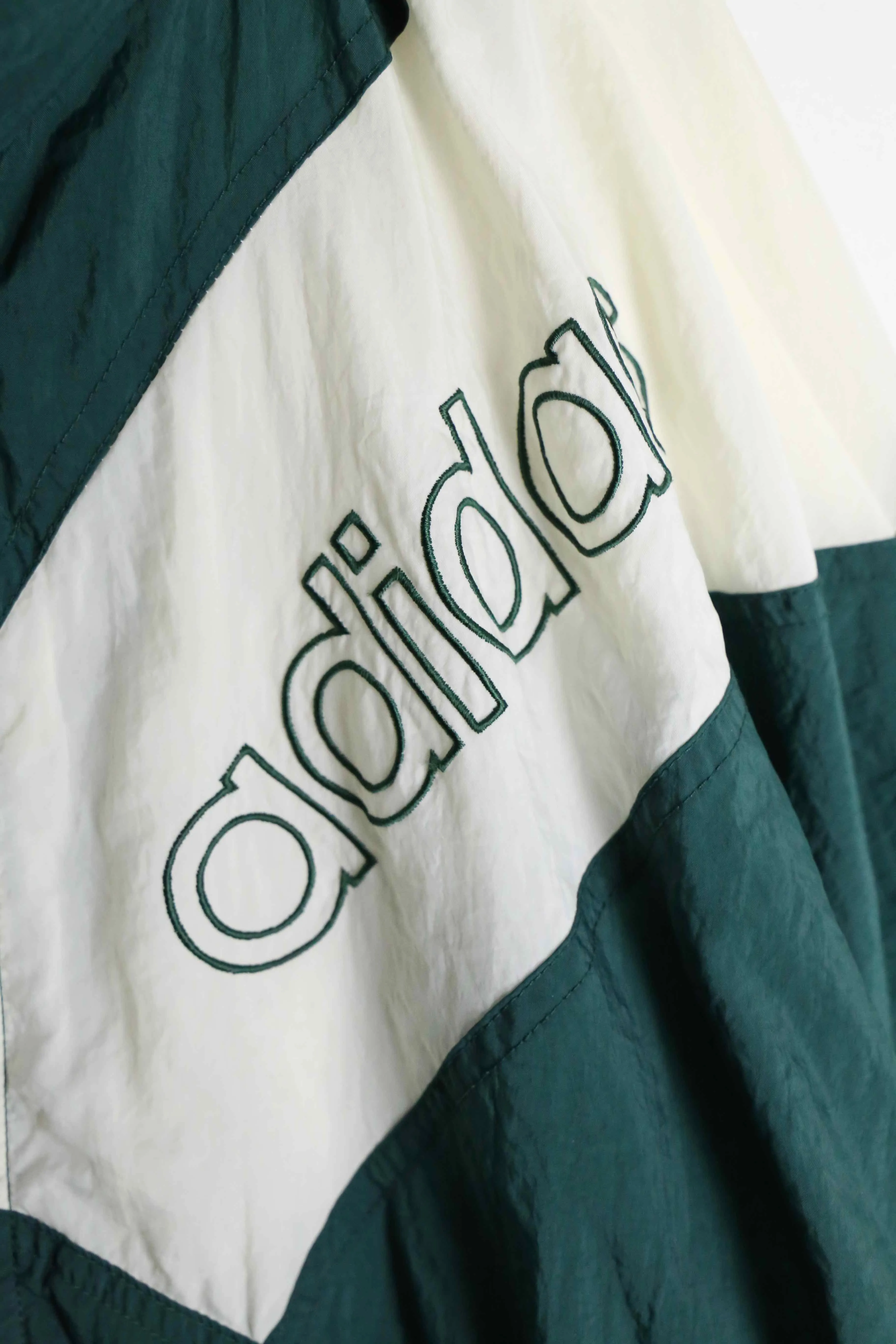 "adidas" green × white nylon track jacket