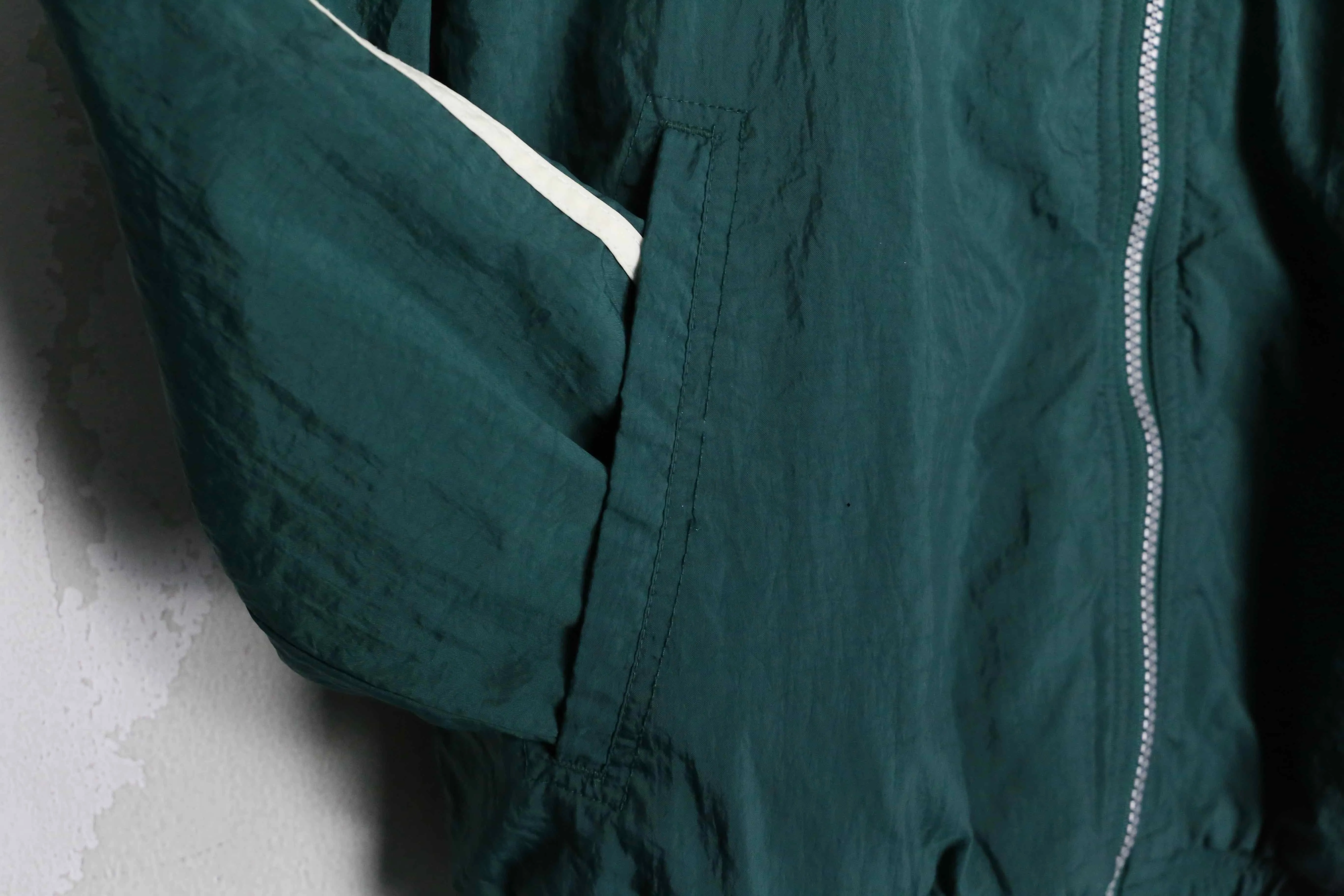"adidas" green × white nylon track jacket
