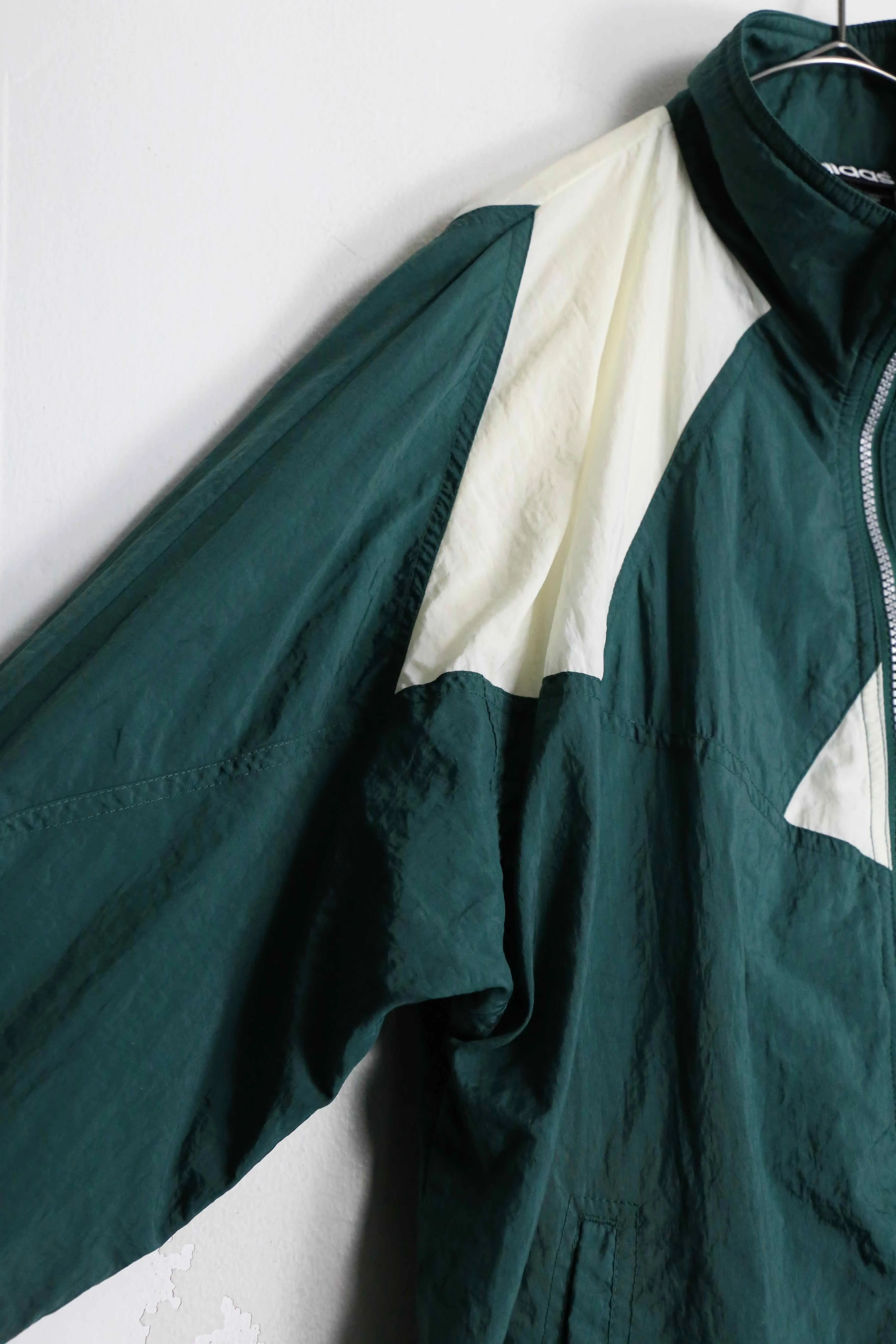 "adidas" green × white nylon track jacket