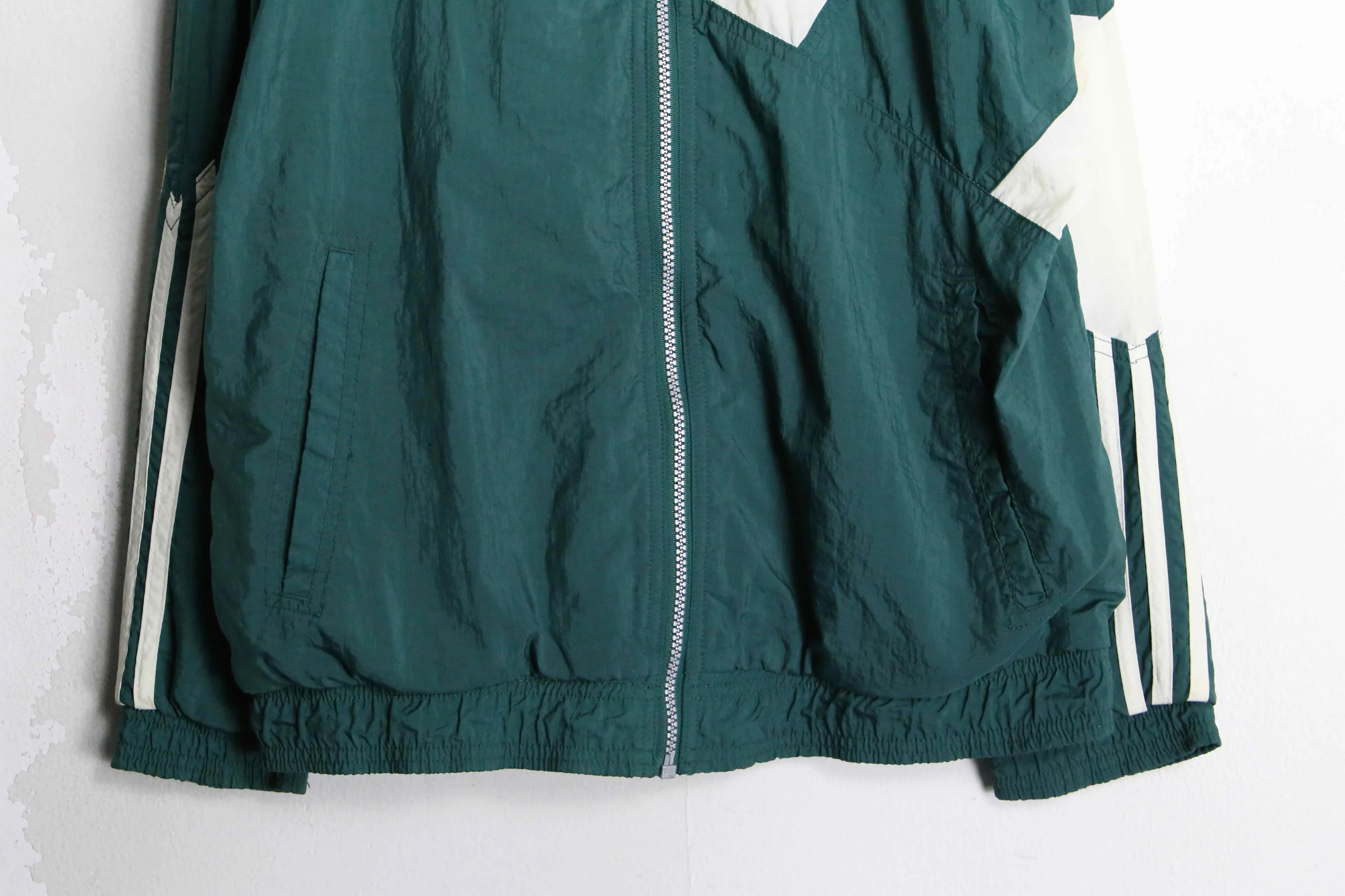 "adidas" green × white nylon track jacket