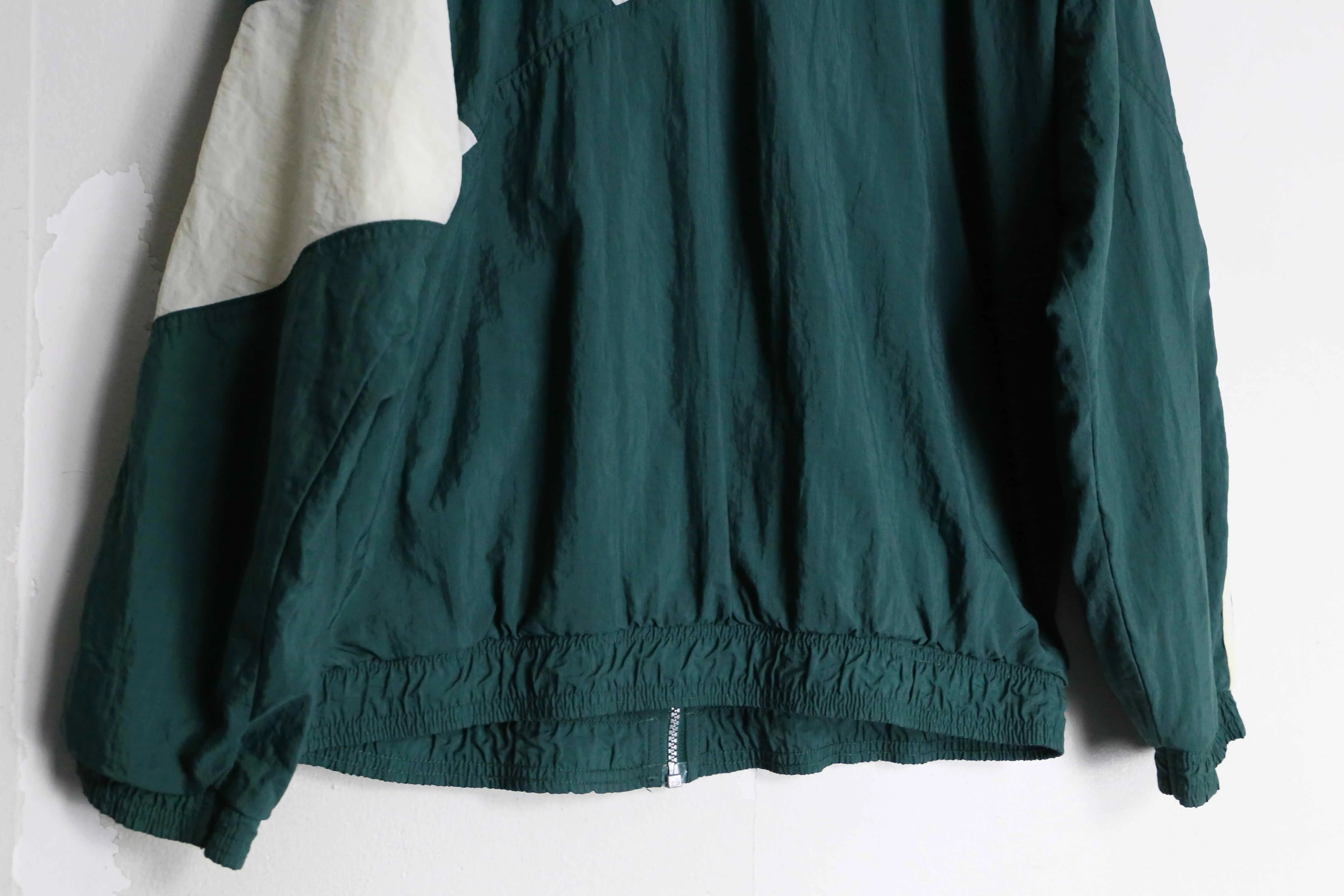"adidas" green × white nylon track jacket