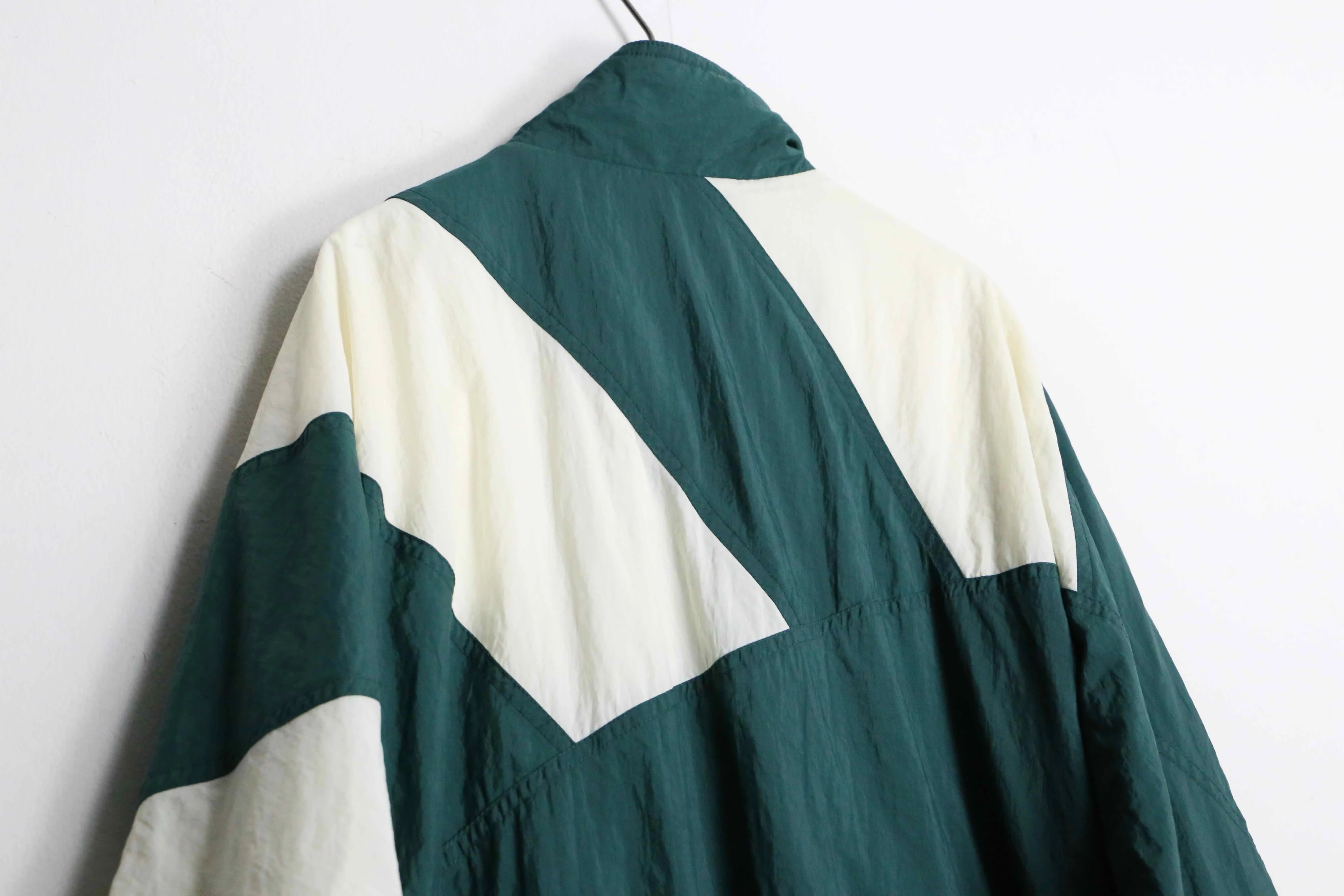 "adidas" green × white nylon track jacket