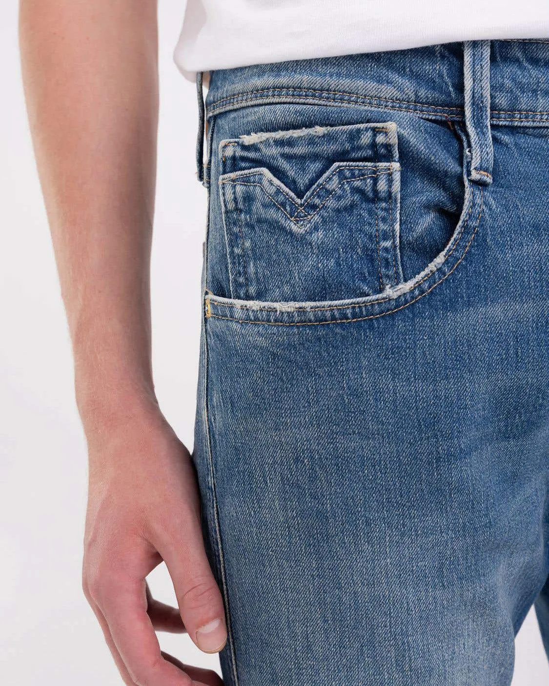 Replay Anbass Slim Fit Mens Jeans - 13oz Medium Blue