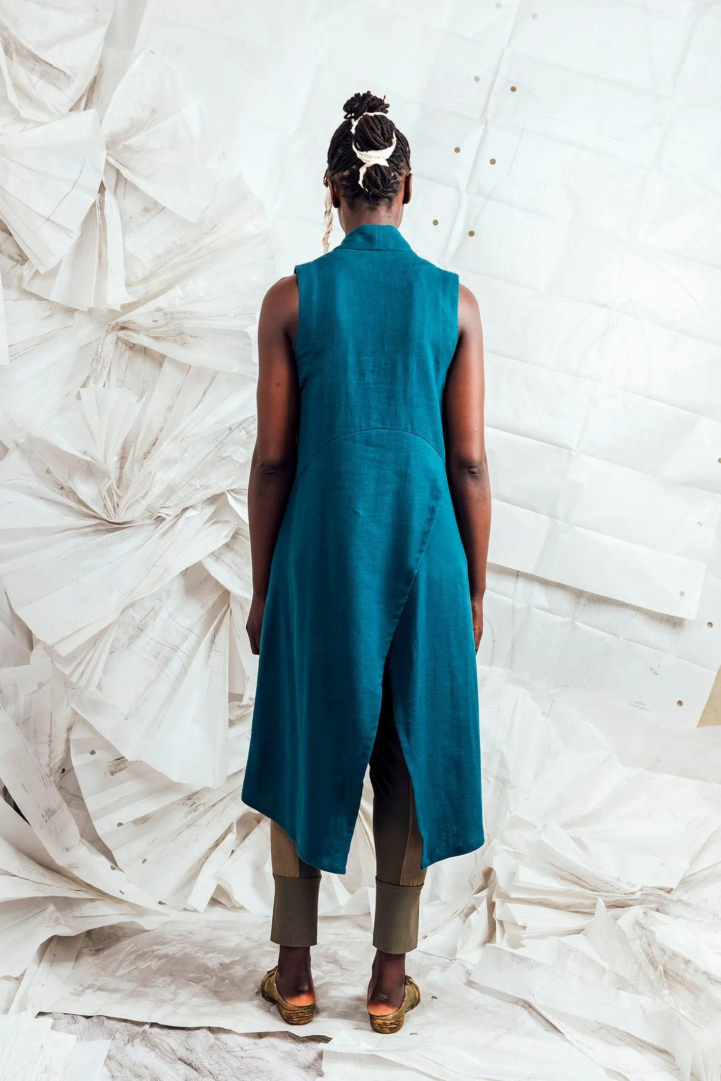 SL25 KAIDA LONG WRAP VEST - DEEP JADE