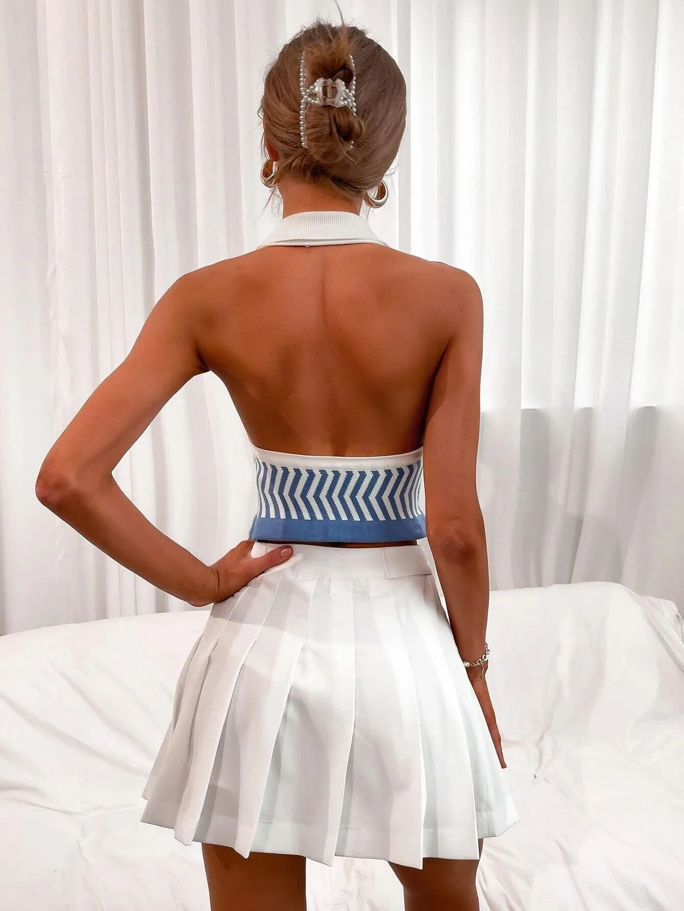 Summer Women Halter Vest Y2k Striped Knitted Vest Slim Fit
