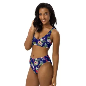Surf's Up in Style with Our Hawaiian Print High-Waisted Bikini