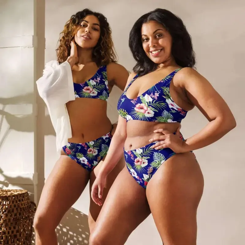 Surf's Up in Style with Our Hawaiian Print High-Waisted Bikini