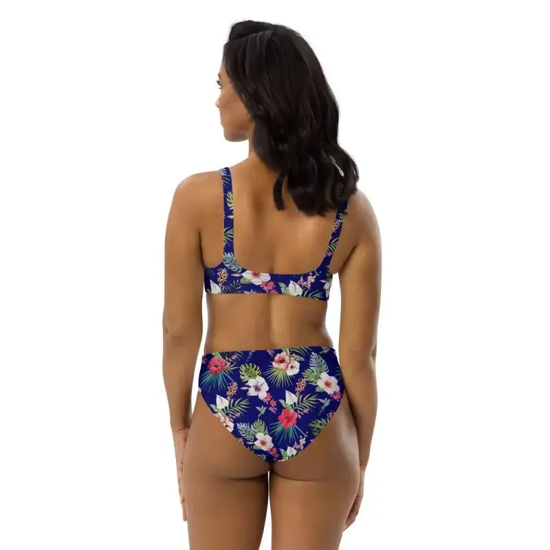 Surf's Up in Style with Our Hawaiian Print High-Waisted Bikini