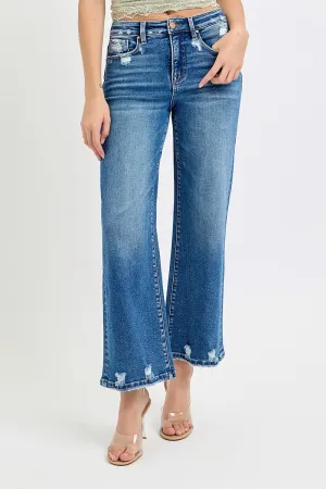 Tummy Control High Rise Wide Crop Jeans by Risen