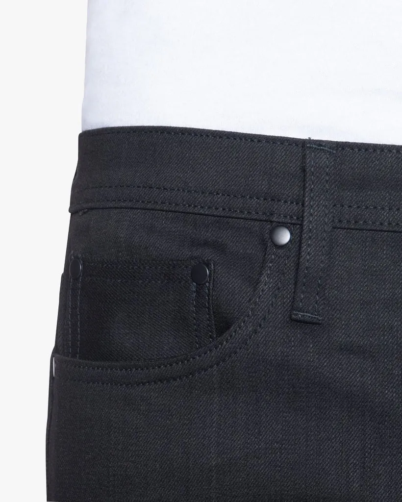 Unbranded UB244 Tapered Fit Mens Jeans - 11oz Solid Black Stretch Selvedge