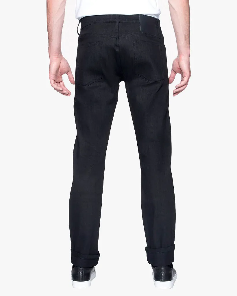 Unbranded UB244 Tapered Fit Mens Jeans - 11oz Solid Black Stretch Selvedge
