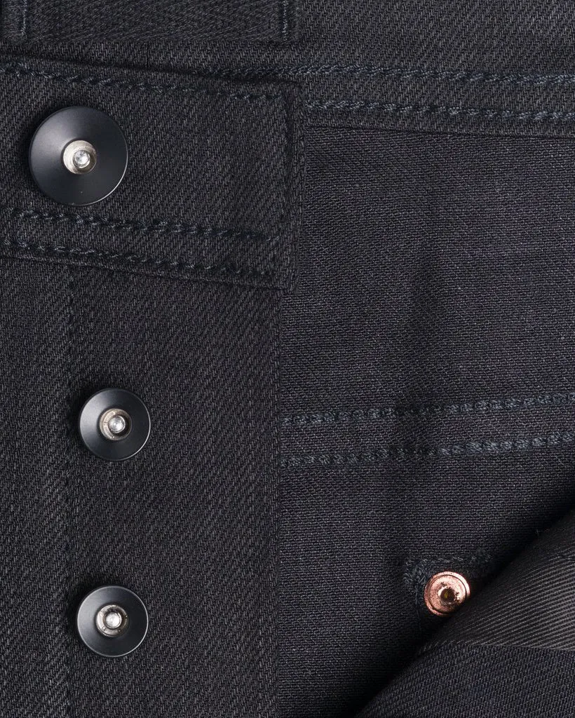 Unbranded UB244 Tapered Fit Mens Jeans - 11oz Solid Black Stretch Selvedge