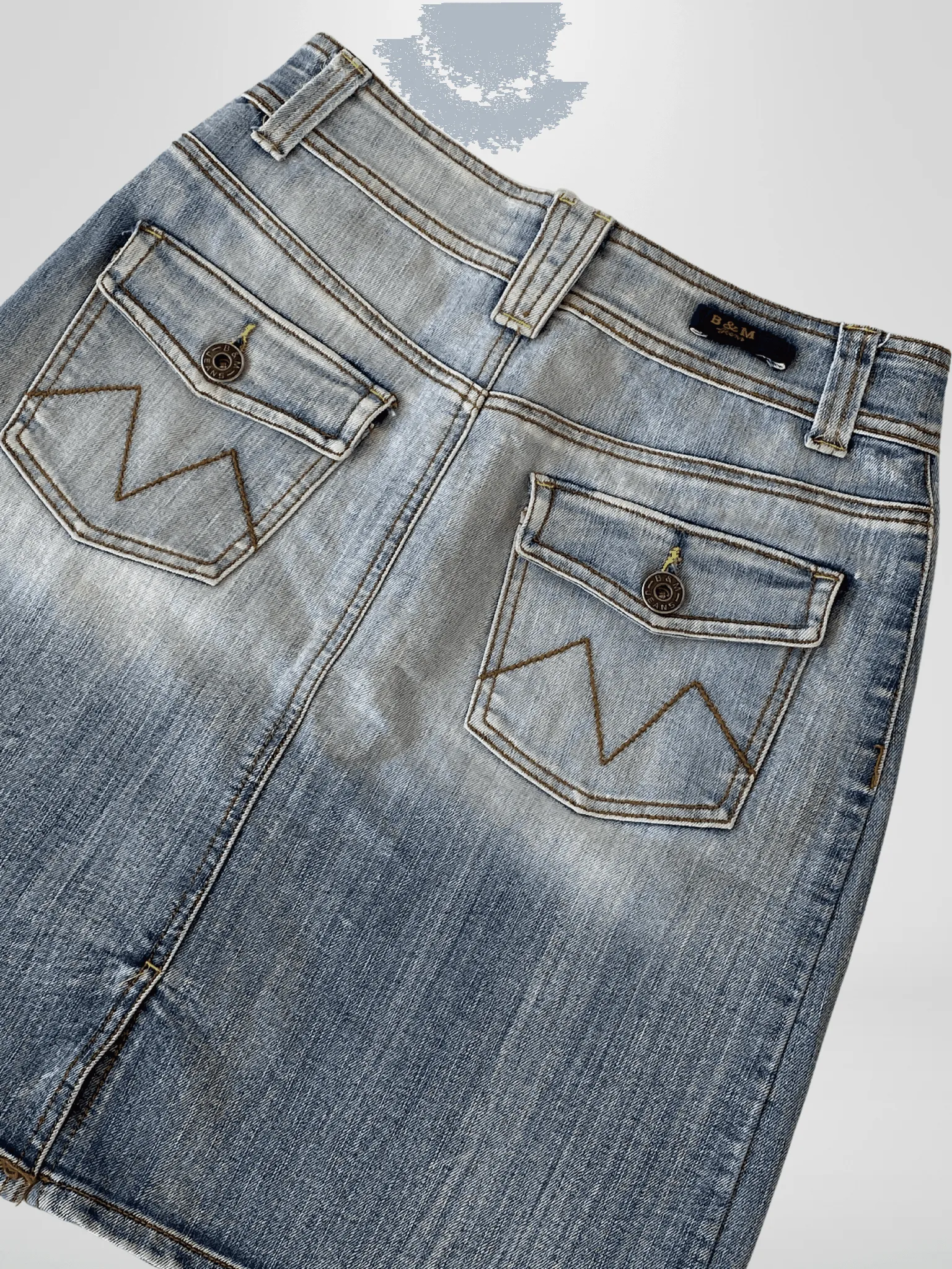 Vintage B&M Jeans Light Wash A-Line Denim Knee-Length Skirt - S