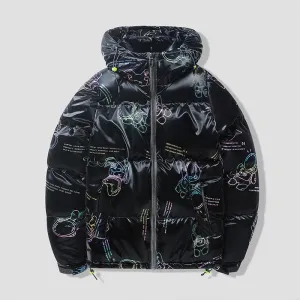 Winter Glossy Hooded Cotton Coat