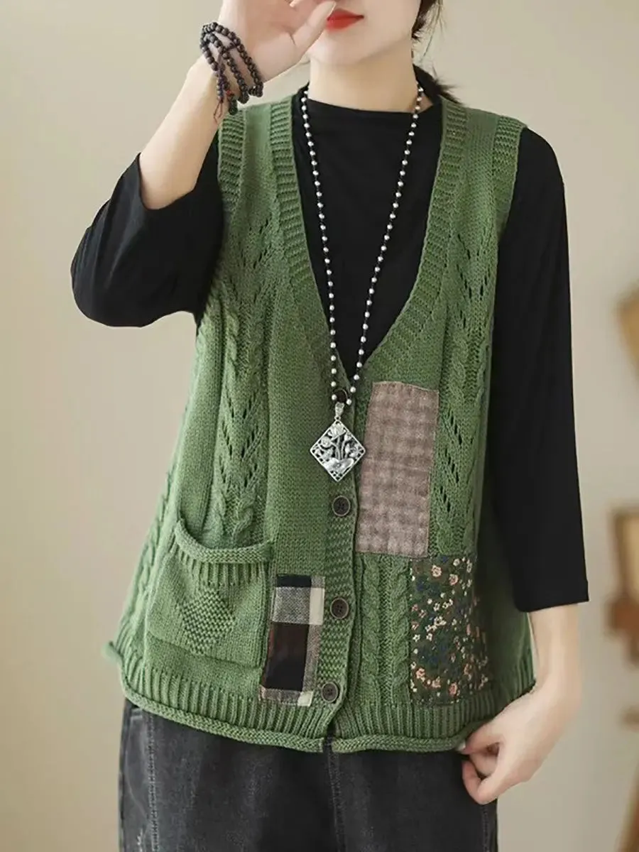 Women Spliced Knitted Vest
