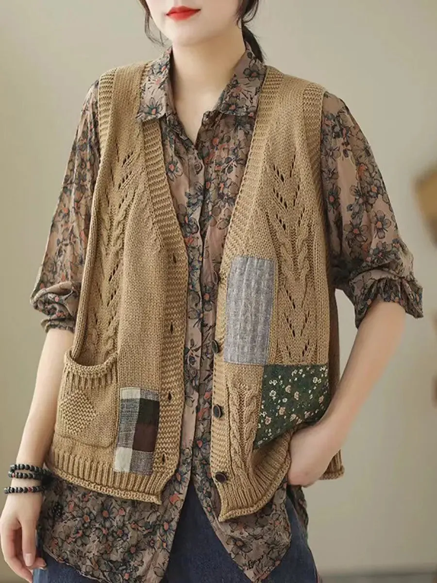 Women Spliced Knitted Vest