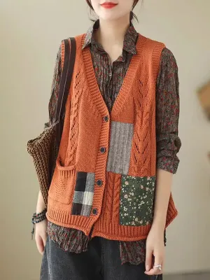 Women Spliced Knitted Vest