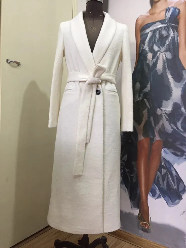 Women's Mackenzie White Wool Coat
