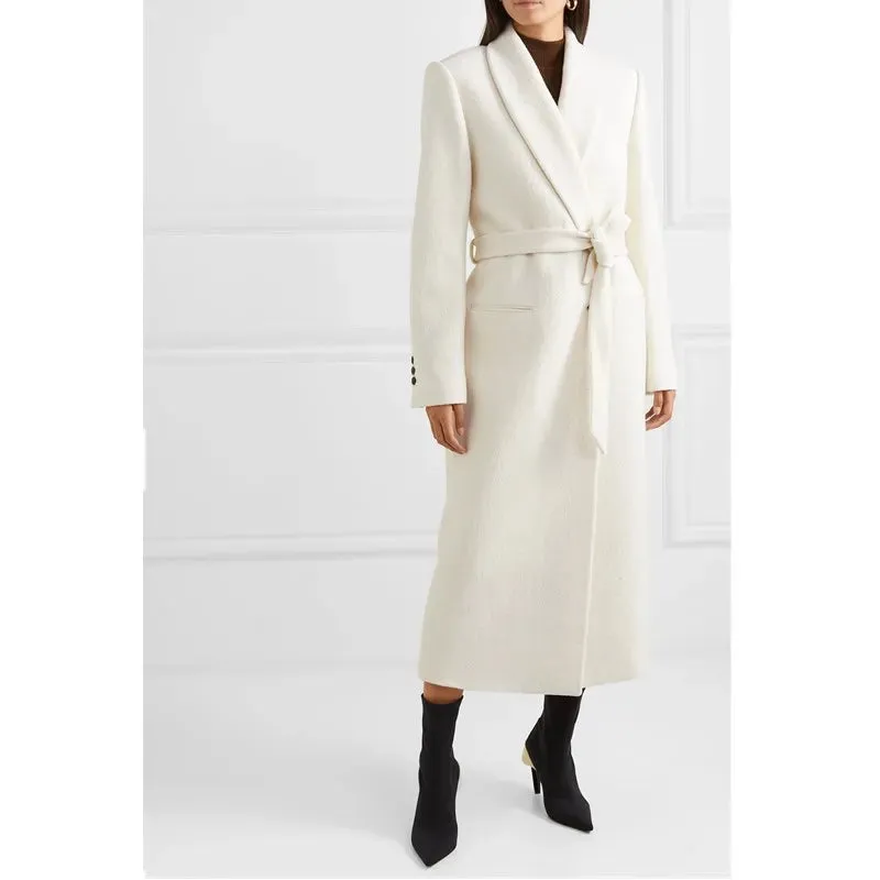 Women's Mackenzie White Wool Coat